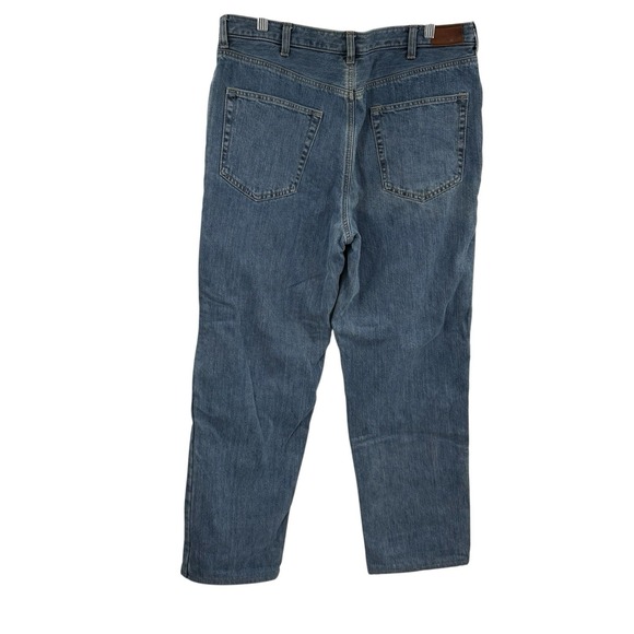 Lands End Jean Flannel Lined Size 35 Traditional Fit Pants Denim Blue Work - Picture 2 of 8